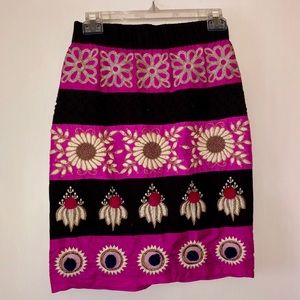 Anthropologie embroidered pencil skirt